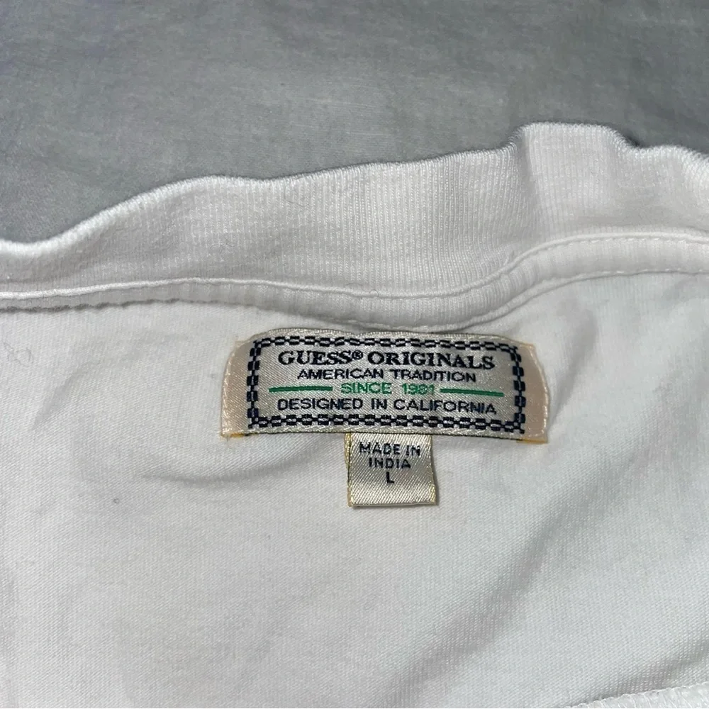 Guess Originals LARGE Classic Palm Tree Triangle T-shirt White Graphic Relaxed - Picture 3 of 6